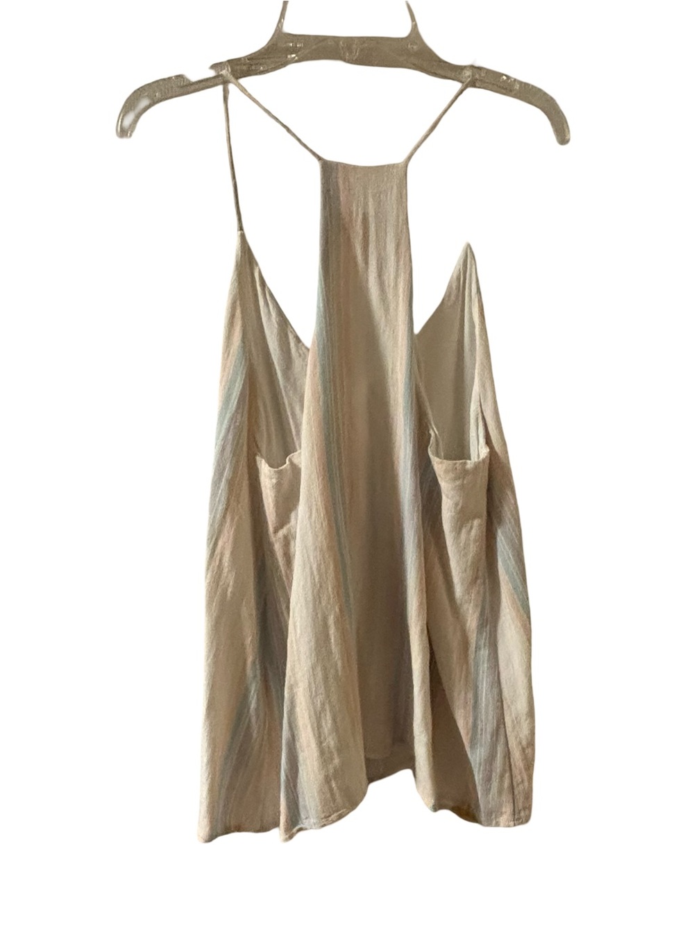 Style Rack Cream Tank Top with Pastel Stripes Beachy Coastal Bohemian Size Large - Picture 3 of 6